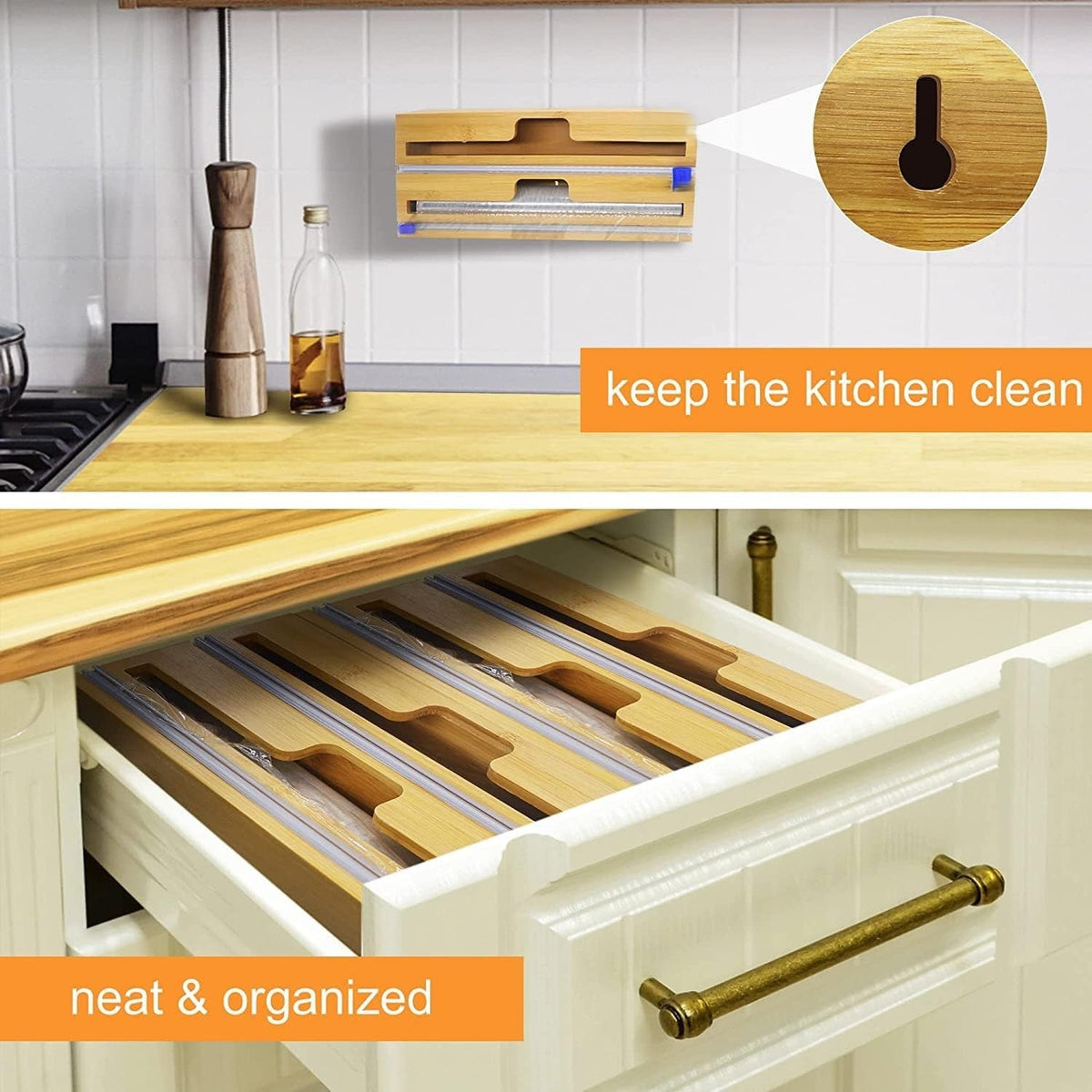 Bamboo Wrap Dispenser for Kitchen X1172