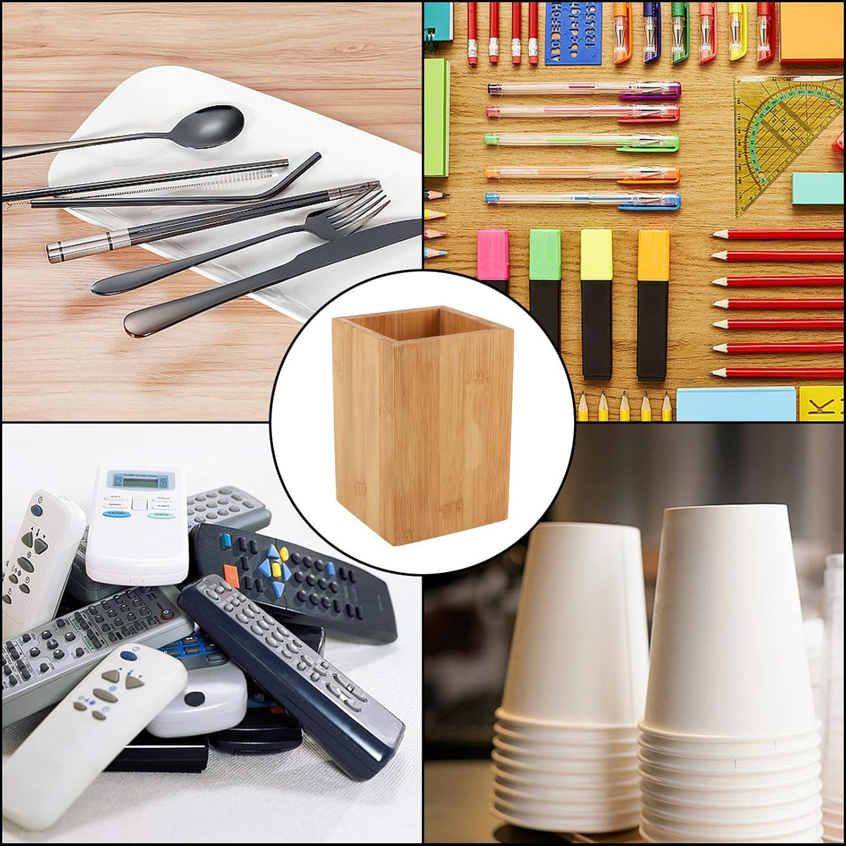 14.5x8cm Bamboo Utensils Holder X1175