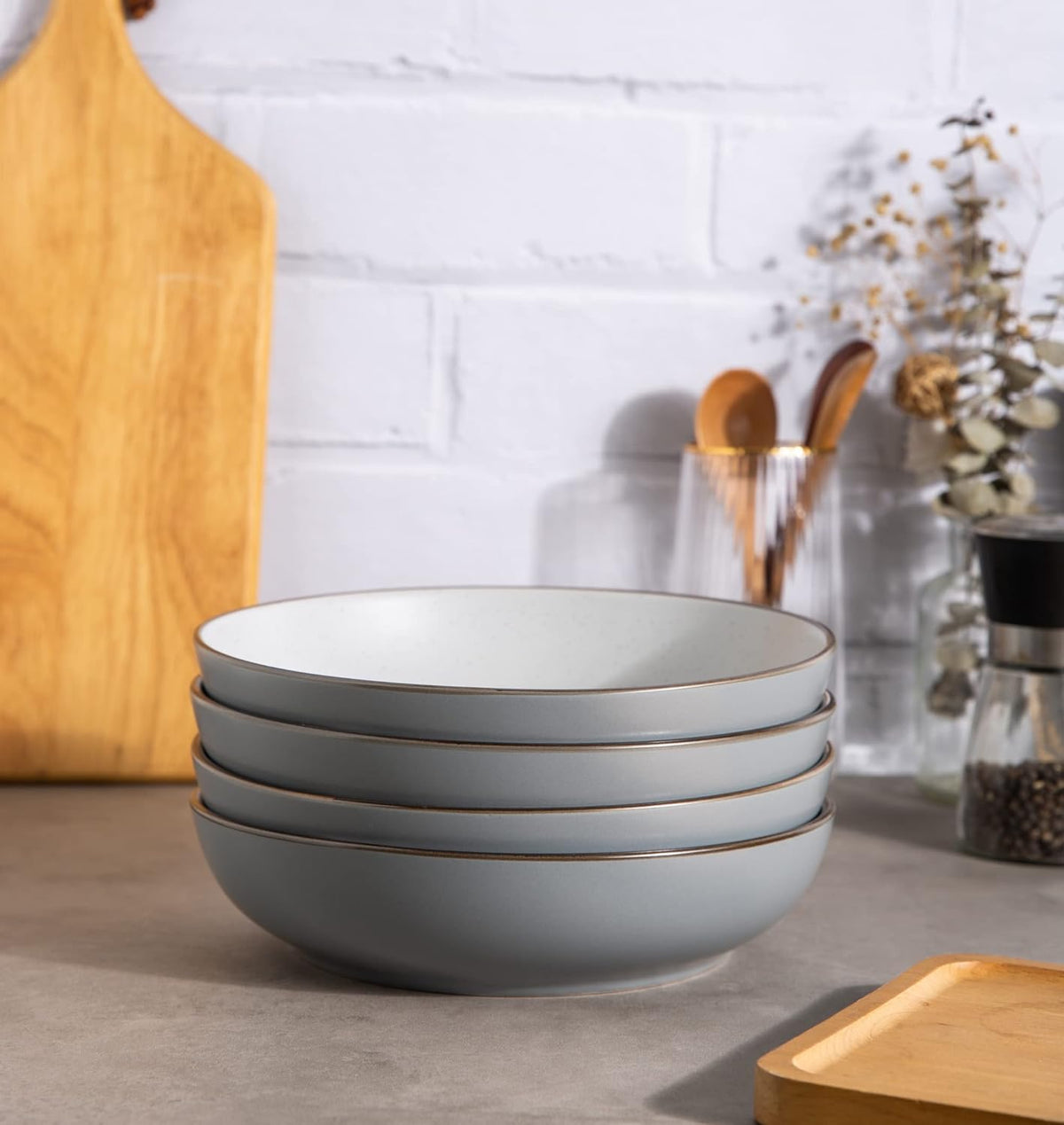 Gray 6pcs 8.2" Stoneware Deep Plate X1204
