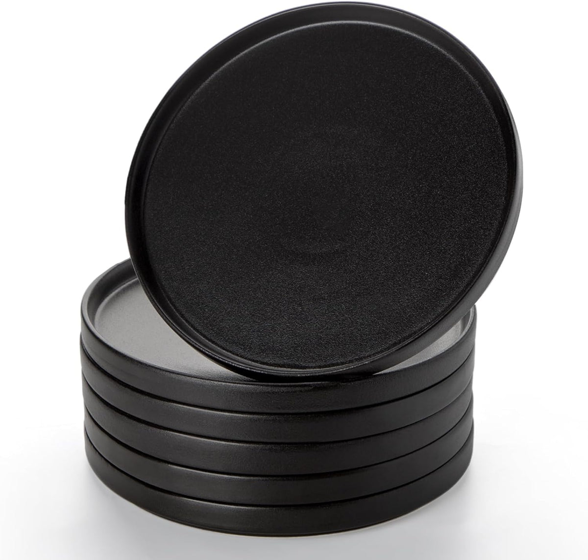 Black 6pcs 8" Stoneware Flat Plate X1206