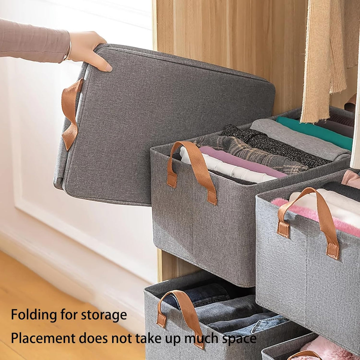 Gray Cloth Fabric Basket Organiser X1222