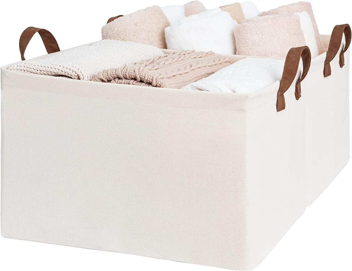 Beige Cloth Fabric Basket Organiser X1218