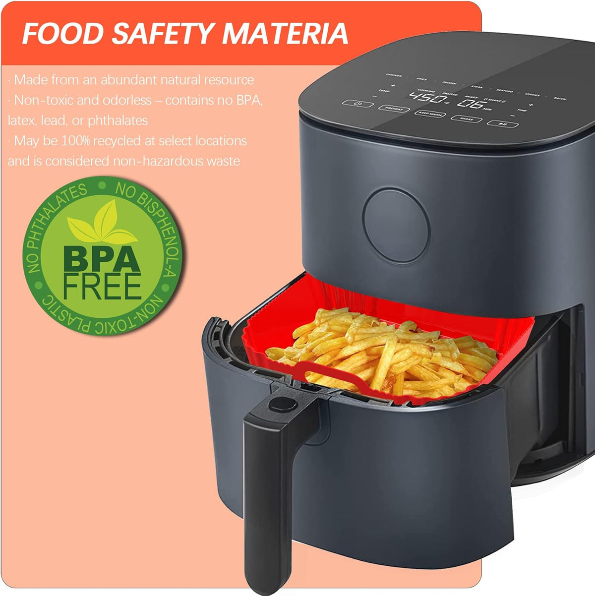 Square 22cm Silicone Air Fryer Pad X1236