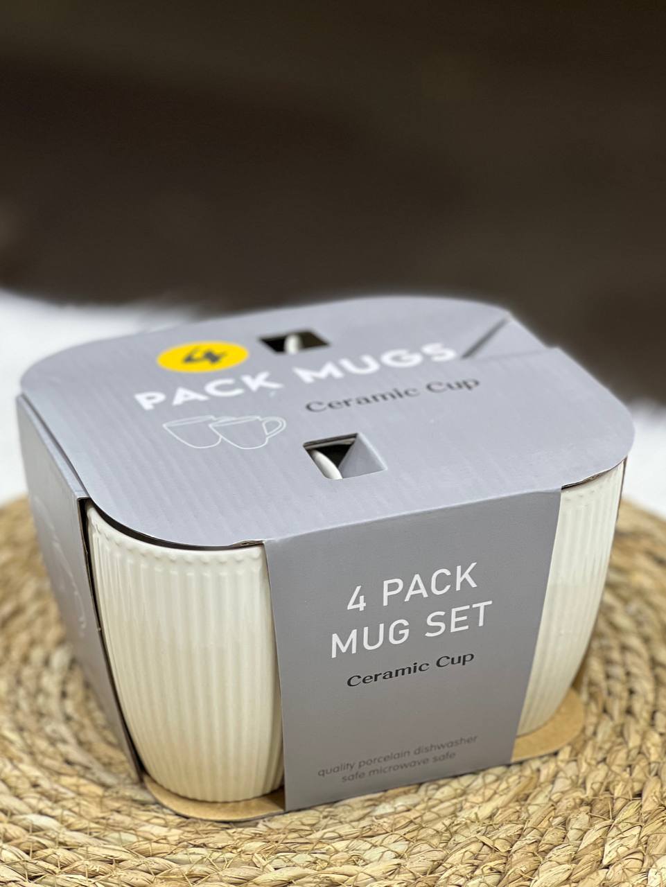 4pcs Ceramic White Mugs Set X1249