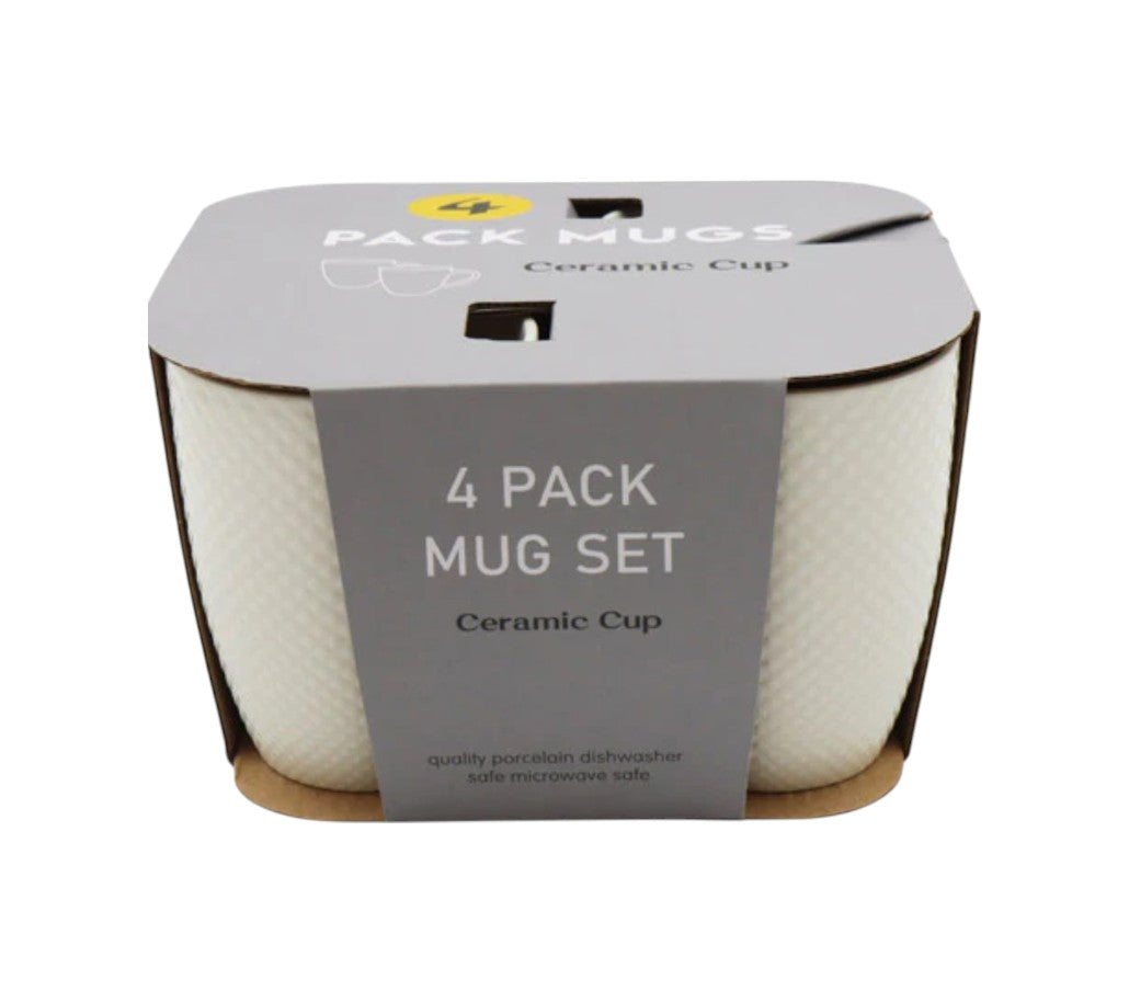 4pcs Ceramic White Mugs Set X1250