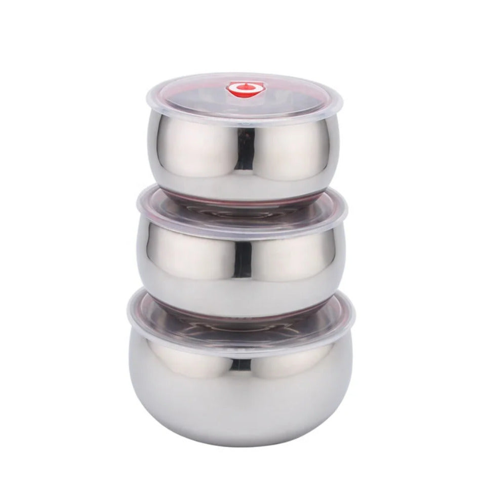 3pcs Stainless Lunch Box + Covers X1264