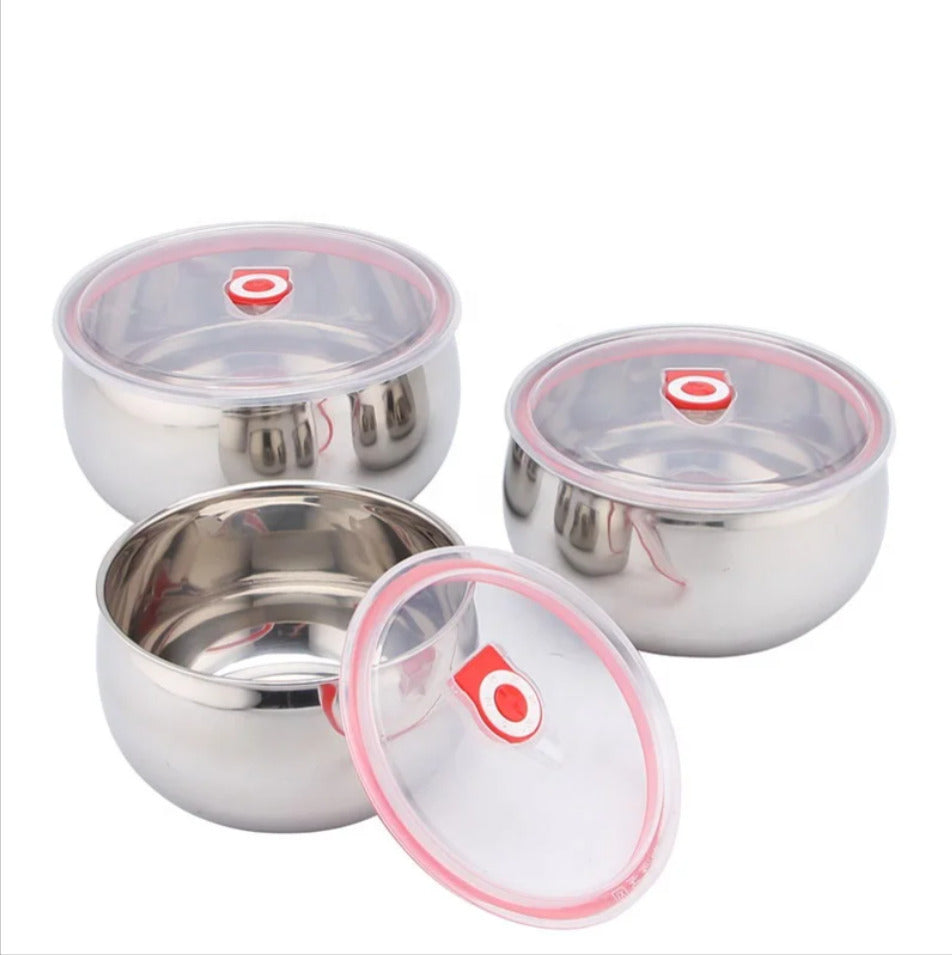 3pcs Stainless Lunch Box + Covers X1264