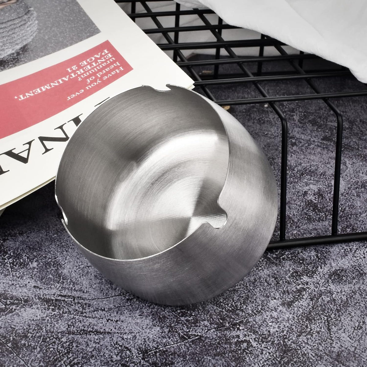 High Edge Silver Stainless Ashtray X1266