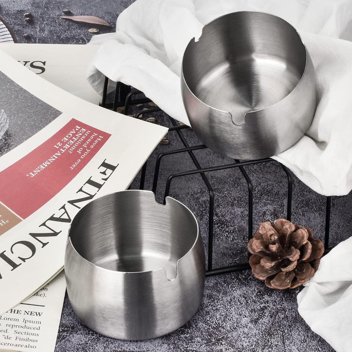 High Edge Silver Stainless Ashtray X1266