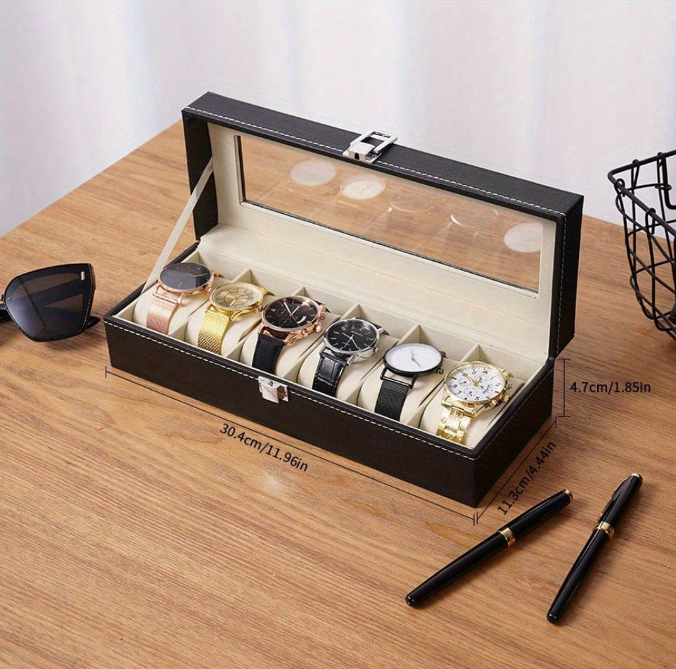 Black Leather Watch Box X1272