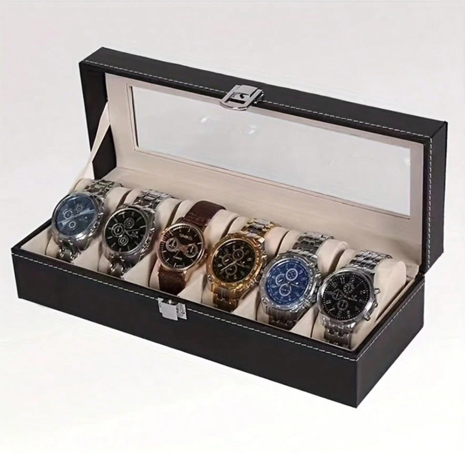 Black Leather Watch Box X1272