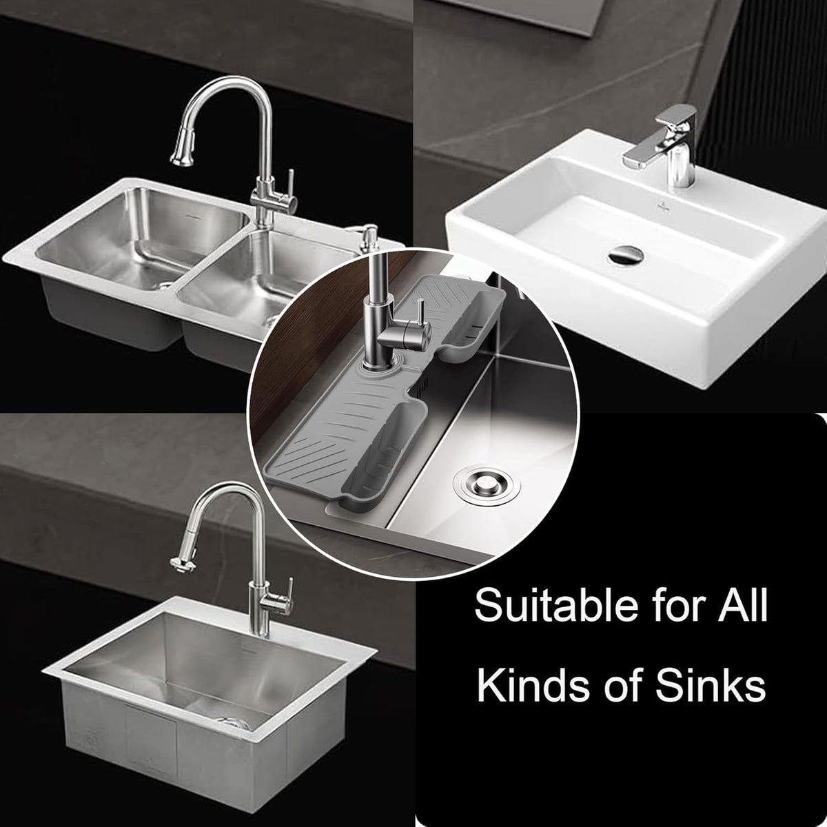 Black/Gray Kitchen Sink Splash Guard X1276