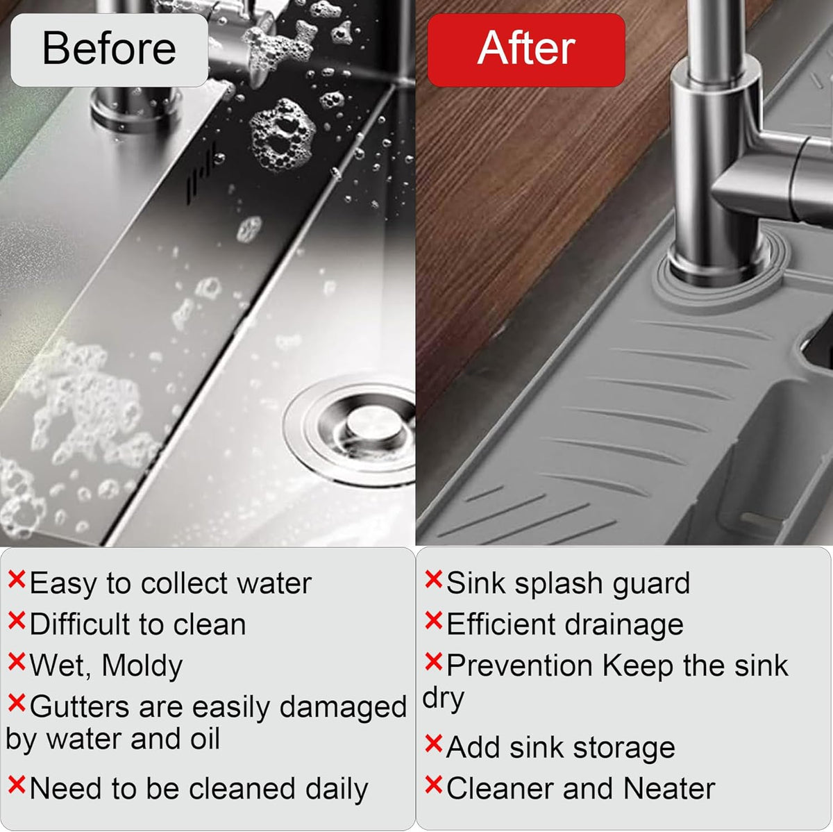 Black/Gray Kitchen Sink Splash Guard X1276
