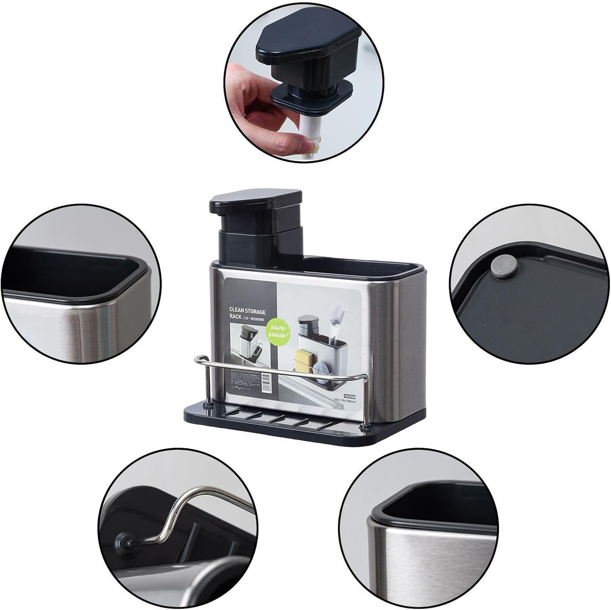 SS Soap pump and Storage Rack X1279