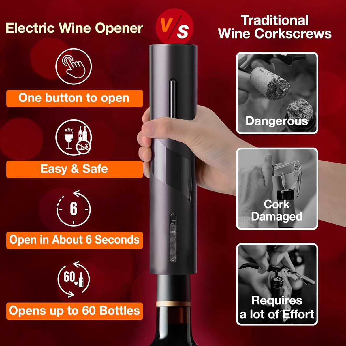 Electric Wine Opener Black X1288