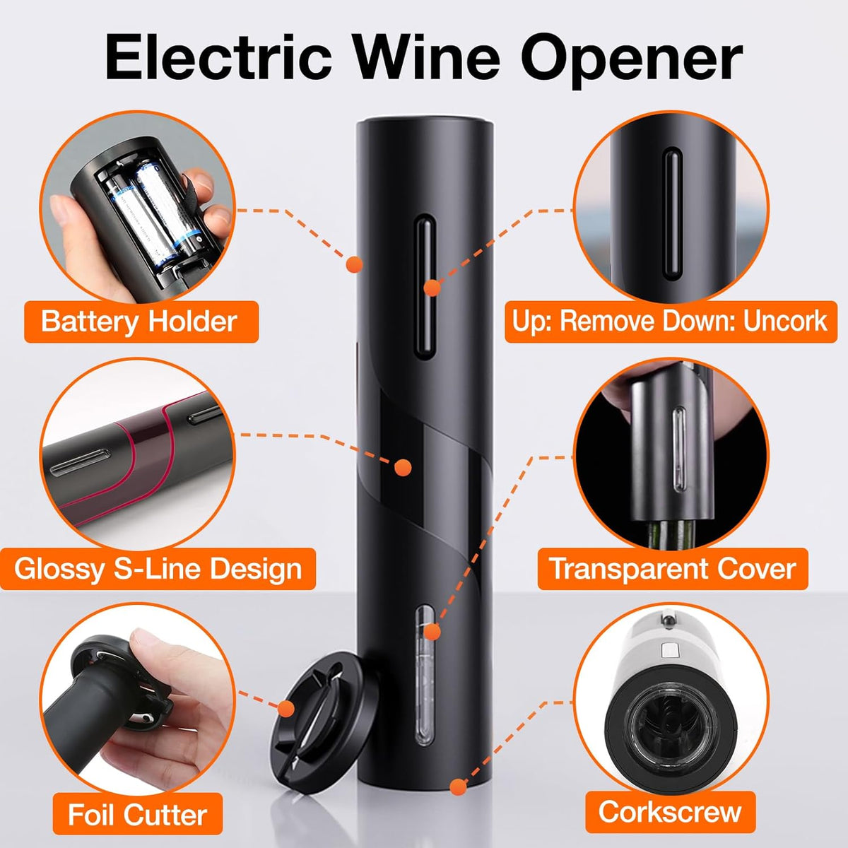 Electric Wine Opener Black X1288