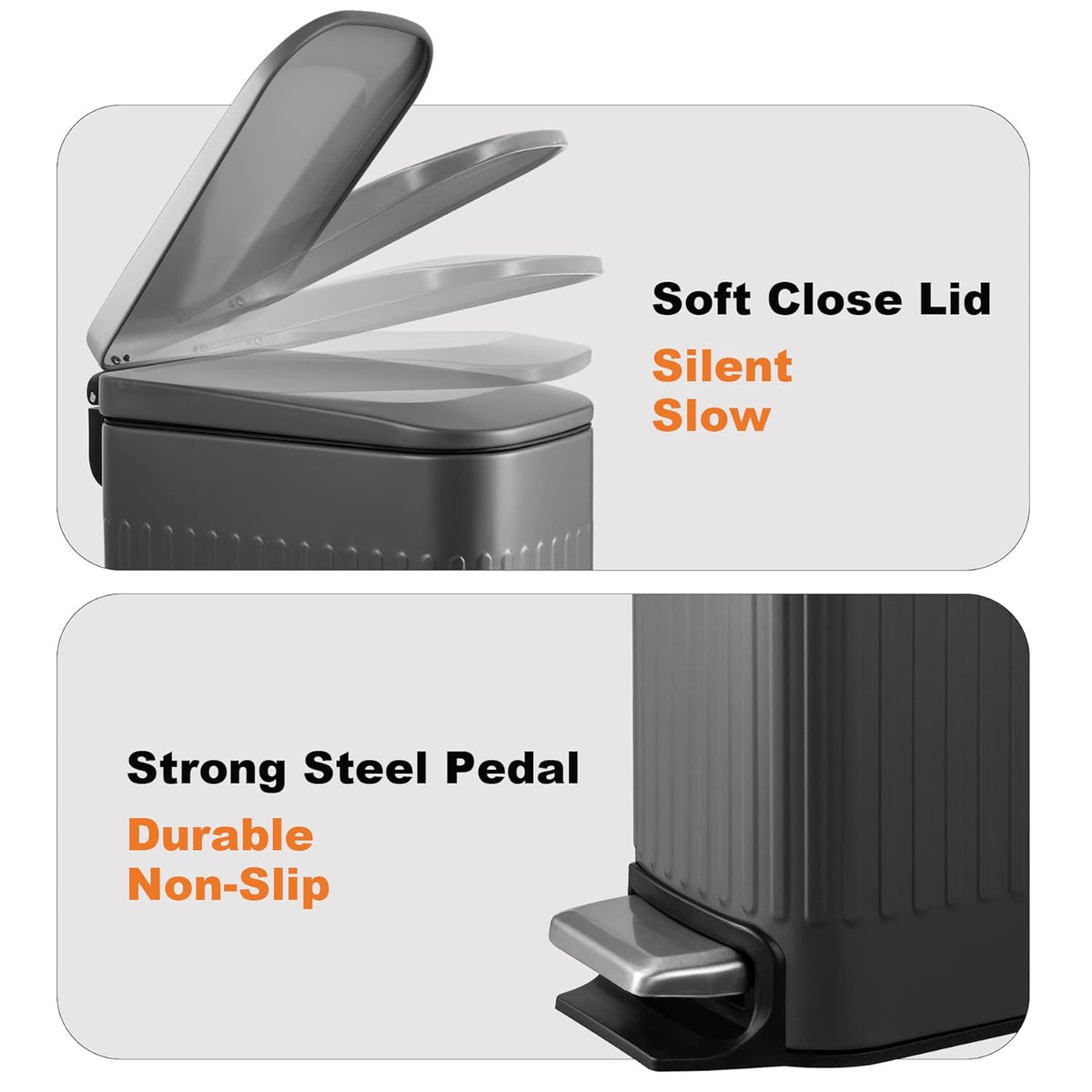 6L Ribbed Stainless Pedal Bin X1308