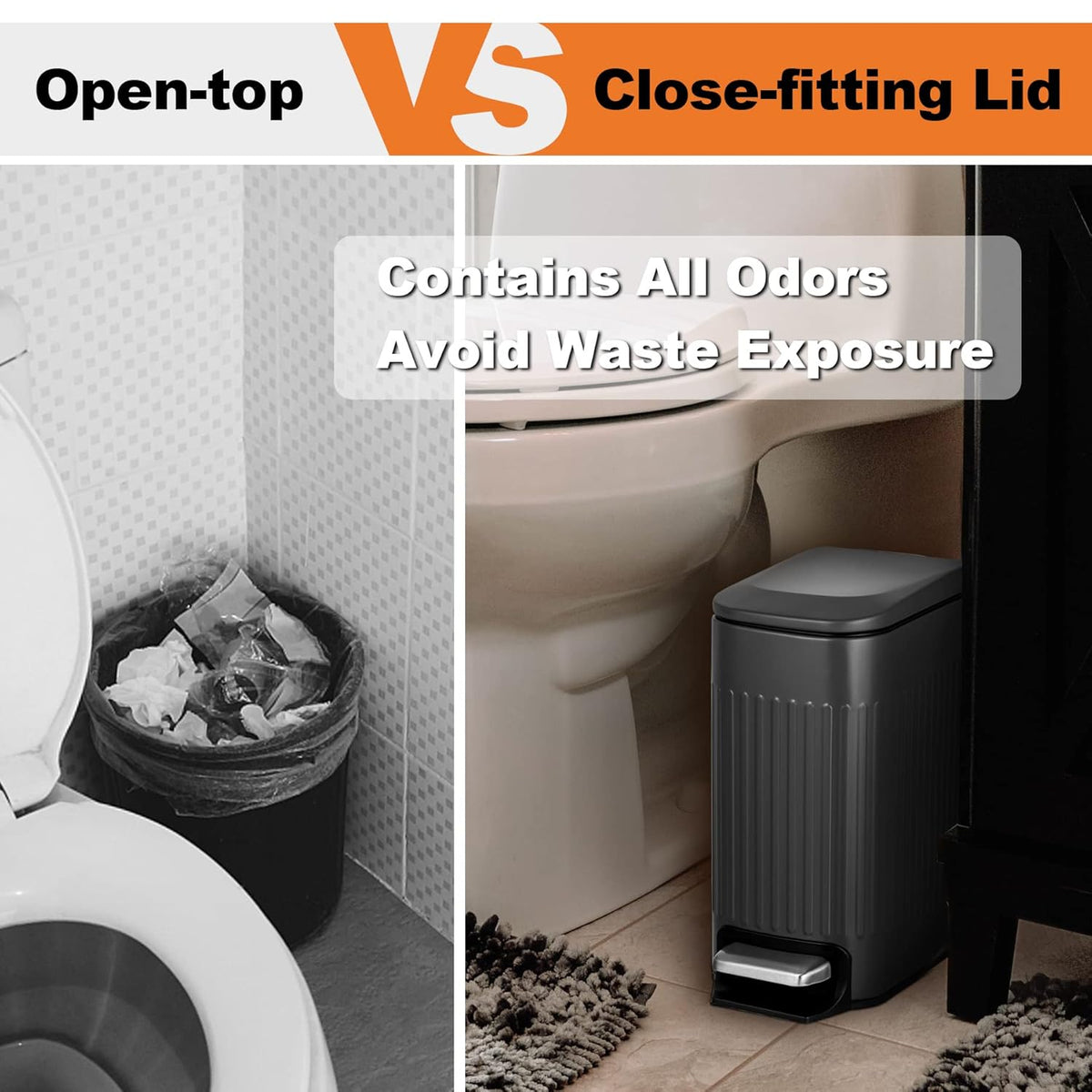 6L Ribbed Stainless Pedal Bin X1308