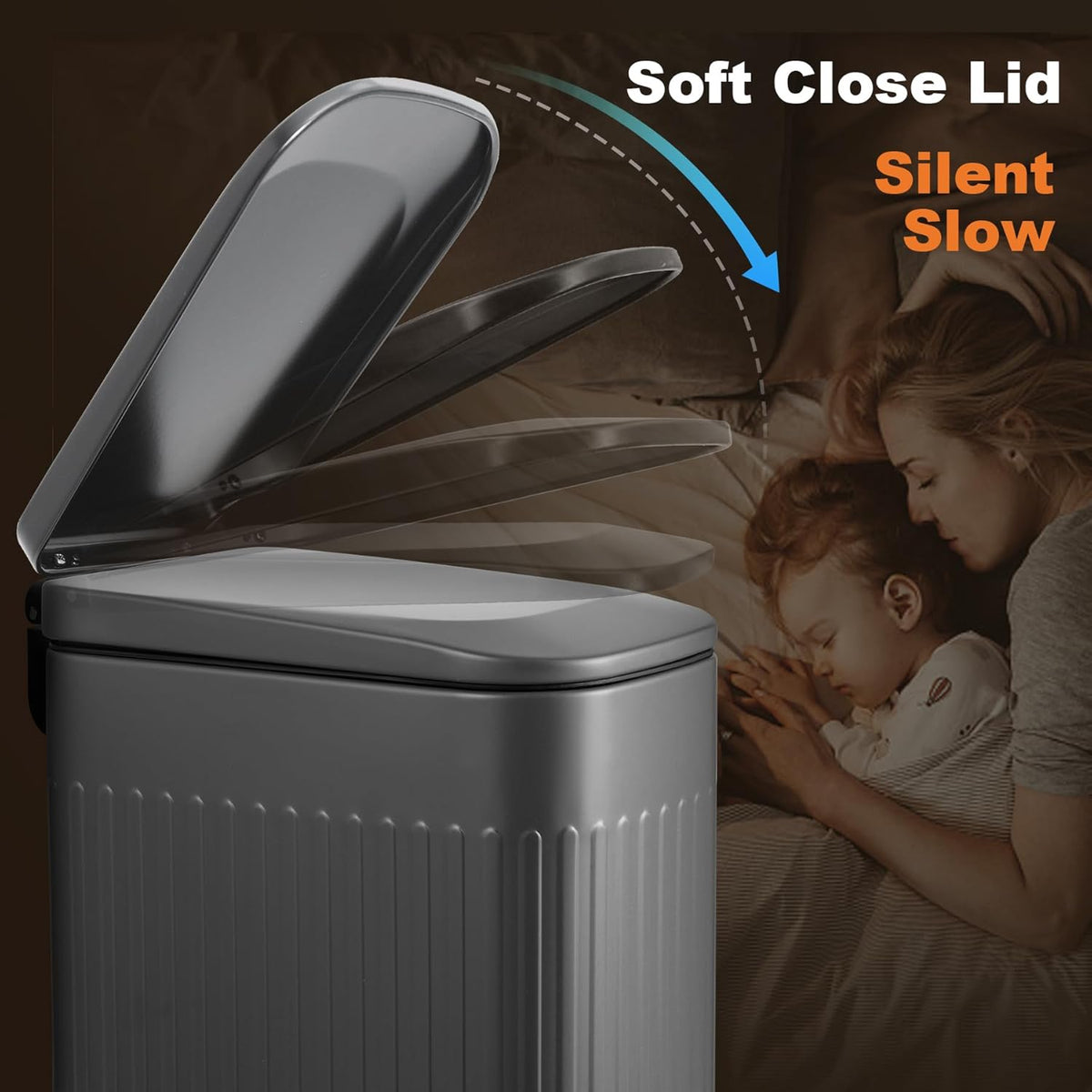 6L Ribbed Stainless Pedal Bin X1308