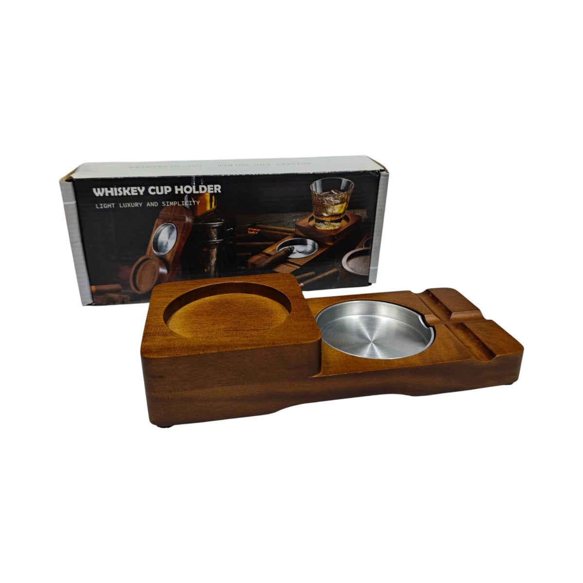 Wood Cigar Ashtray & Cup Holder X1311