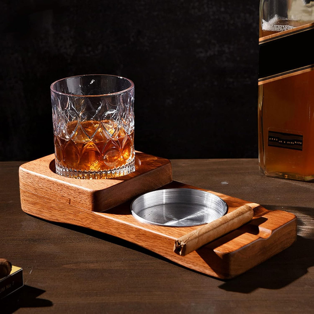 Wood Cigar Ashtray & Cup Holder X1311