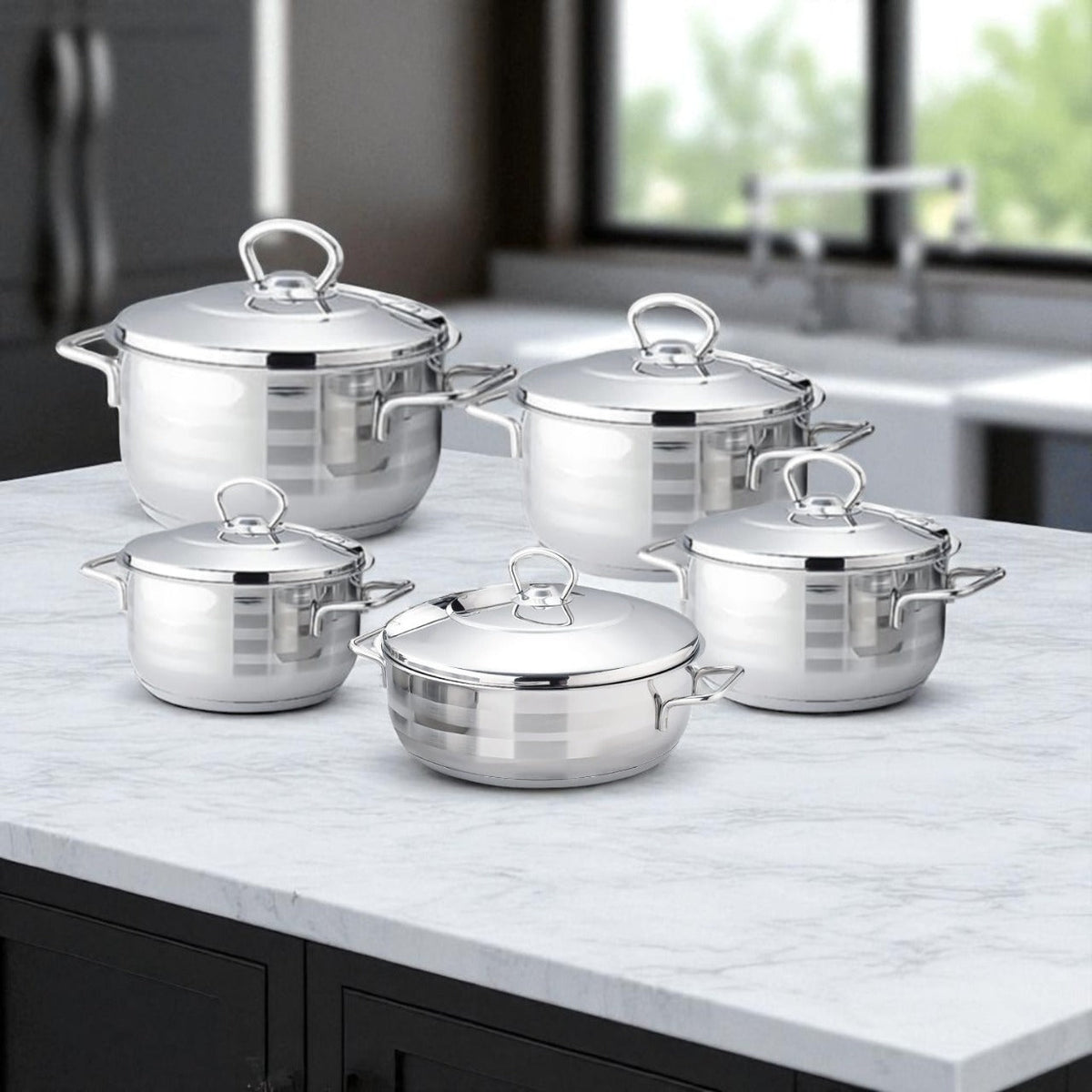 5 pcs Turkish Stainless Pot Set X1333