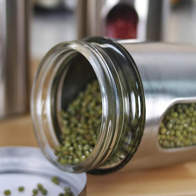 Glass & Stainless Silver Small Jar X1382