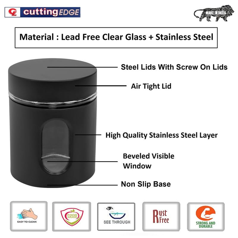 Glass & Stainless Black Small Jar X1383