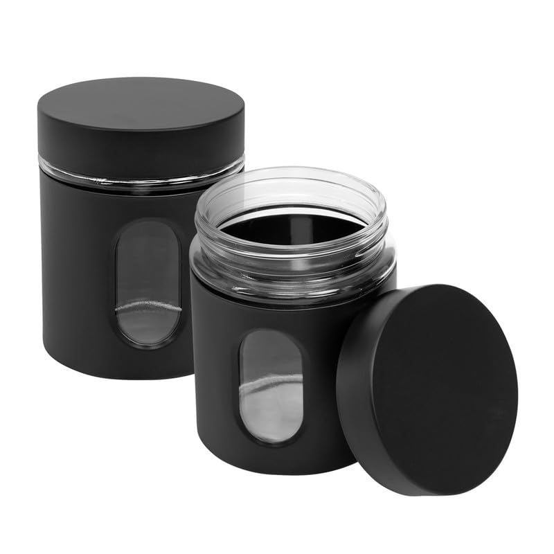 Glass & Stainless Black Small Jar X1383