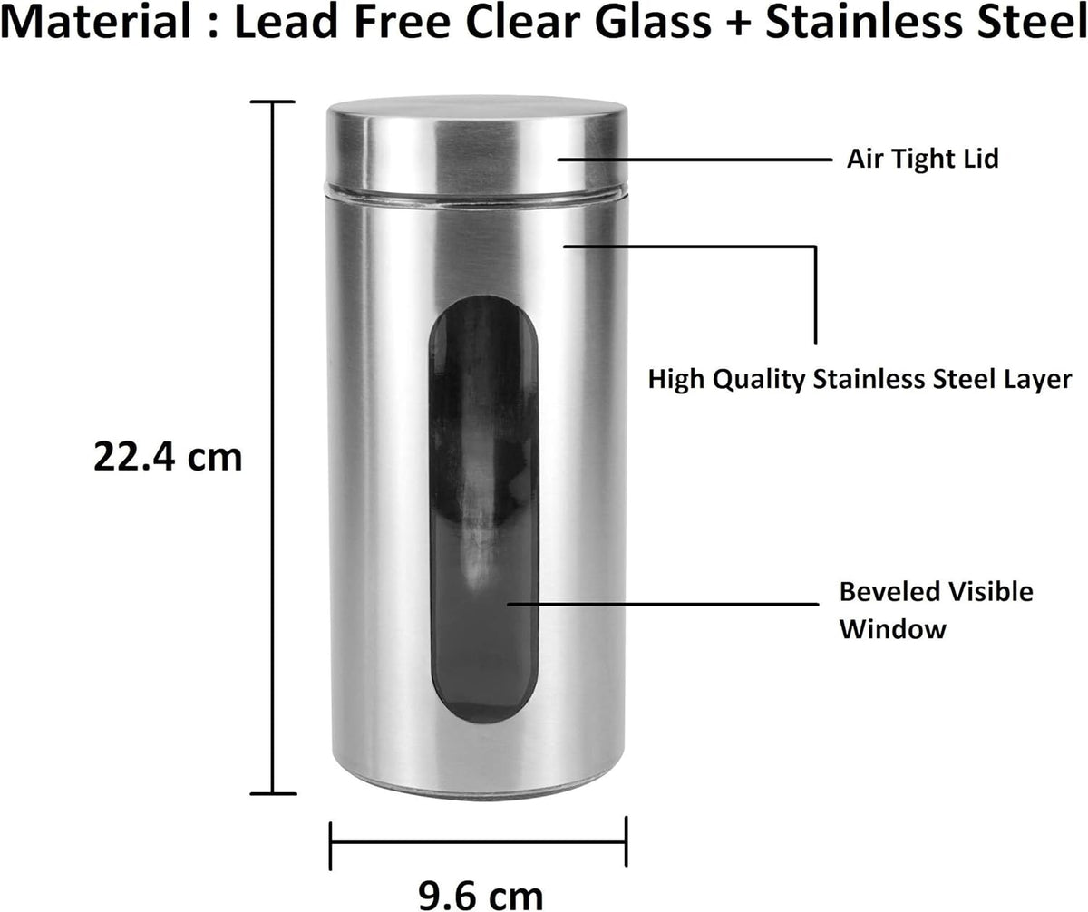 Glass & Stainless Silver Large Jar X1384