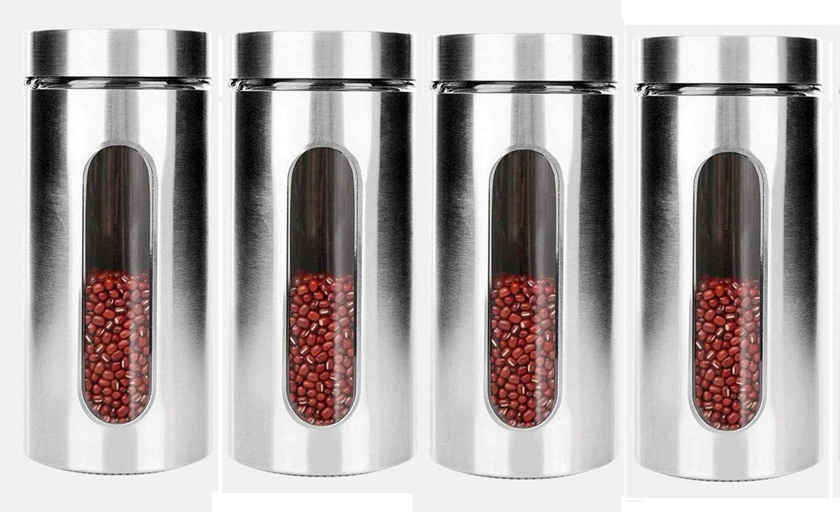 Glass & Stainless Silver Large Jar X1384