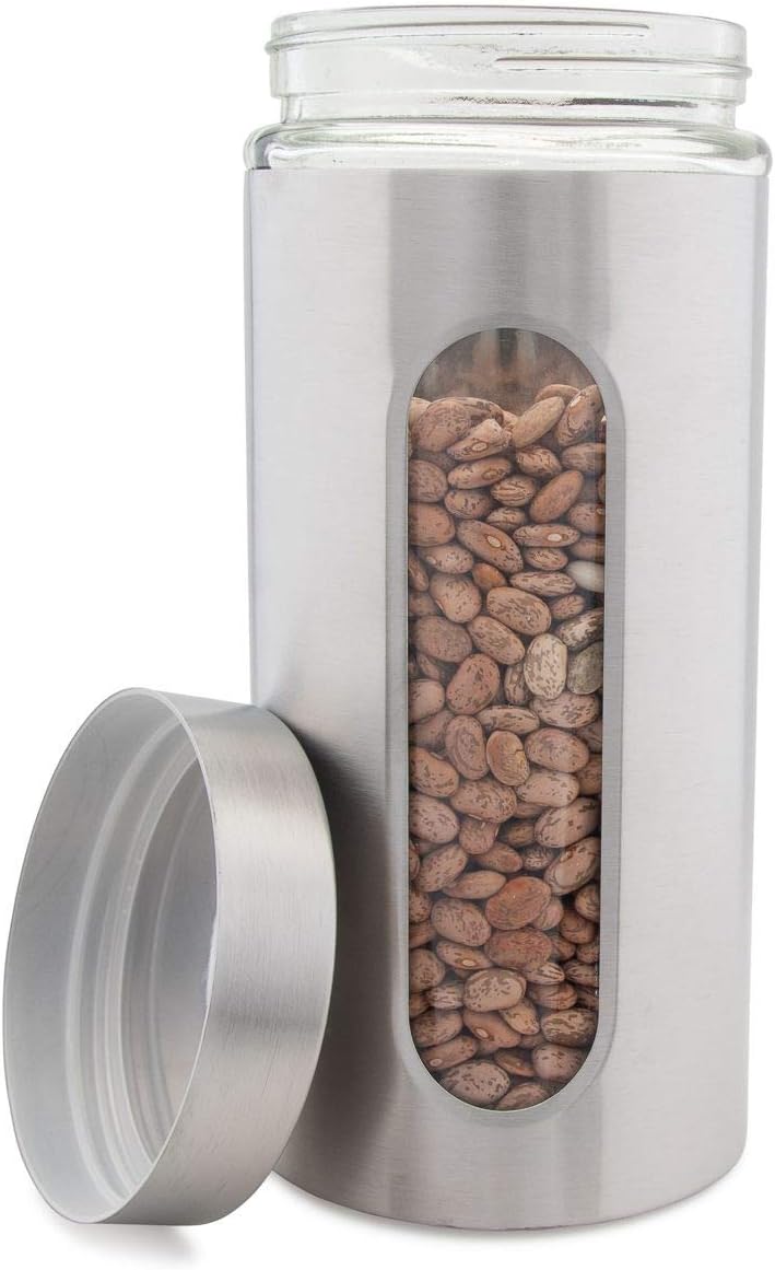 Glass & Stainless Silver Large Jar X1384