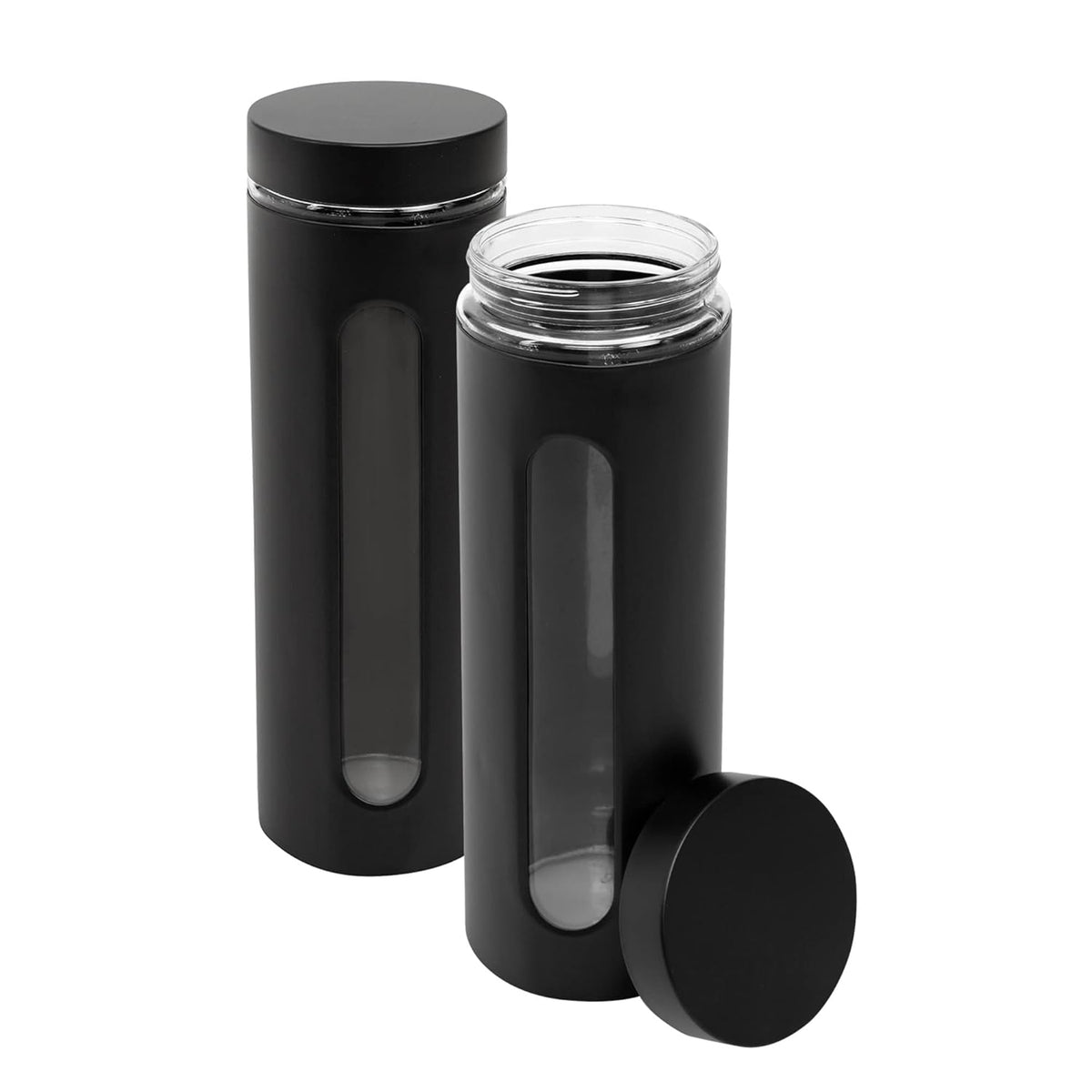 Glass & Stainless Black Large Jar X1385