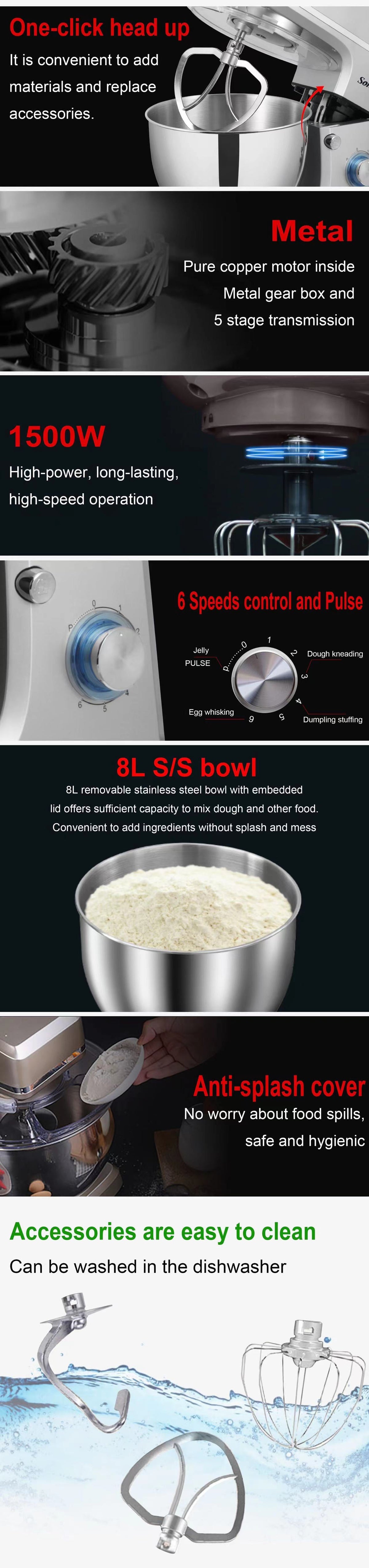 Sonifer 8L Stand Mixer 1500W SF-8066