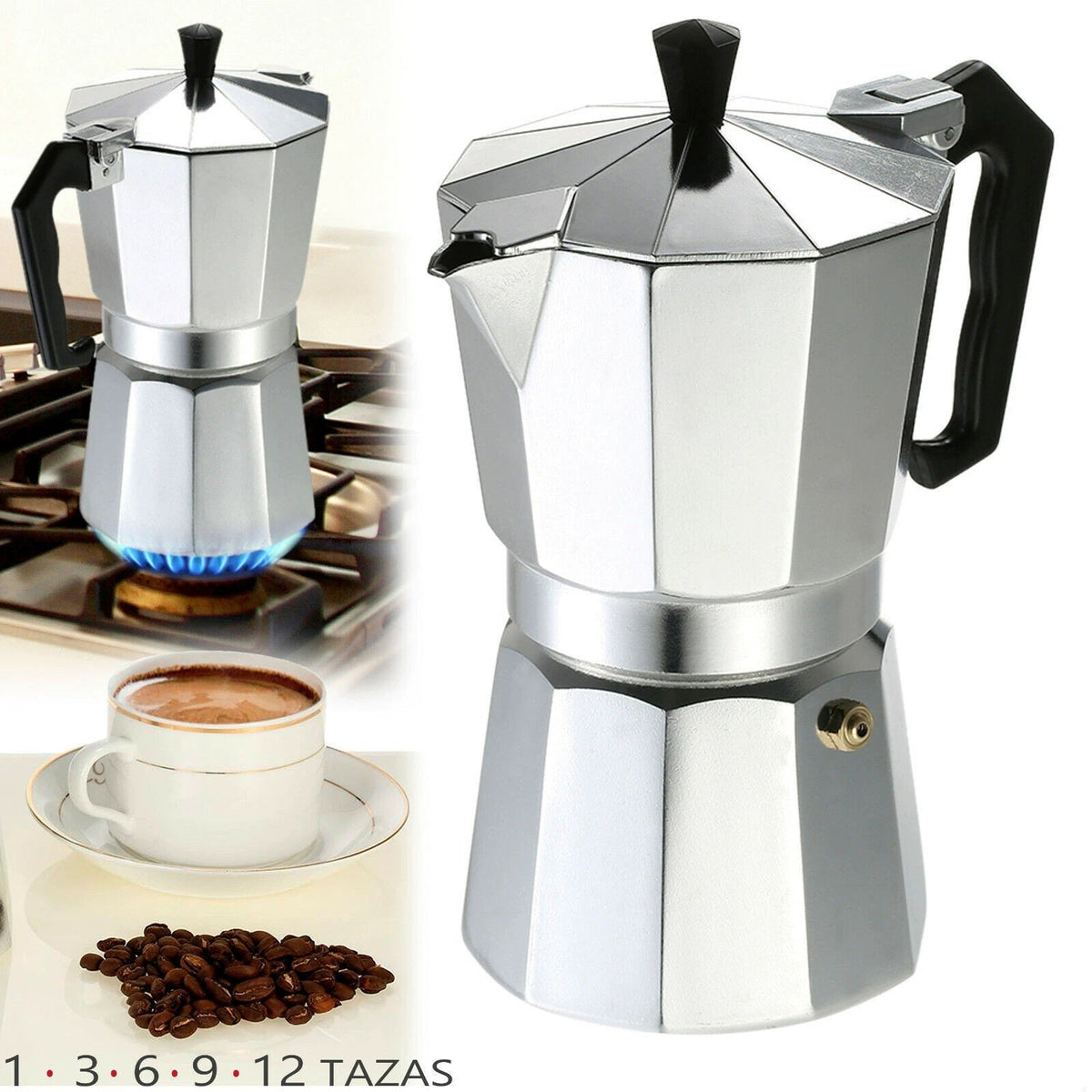 6 cups Silver Mocha Pot Italian Espresso Maker X1453