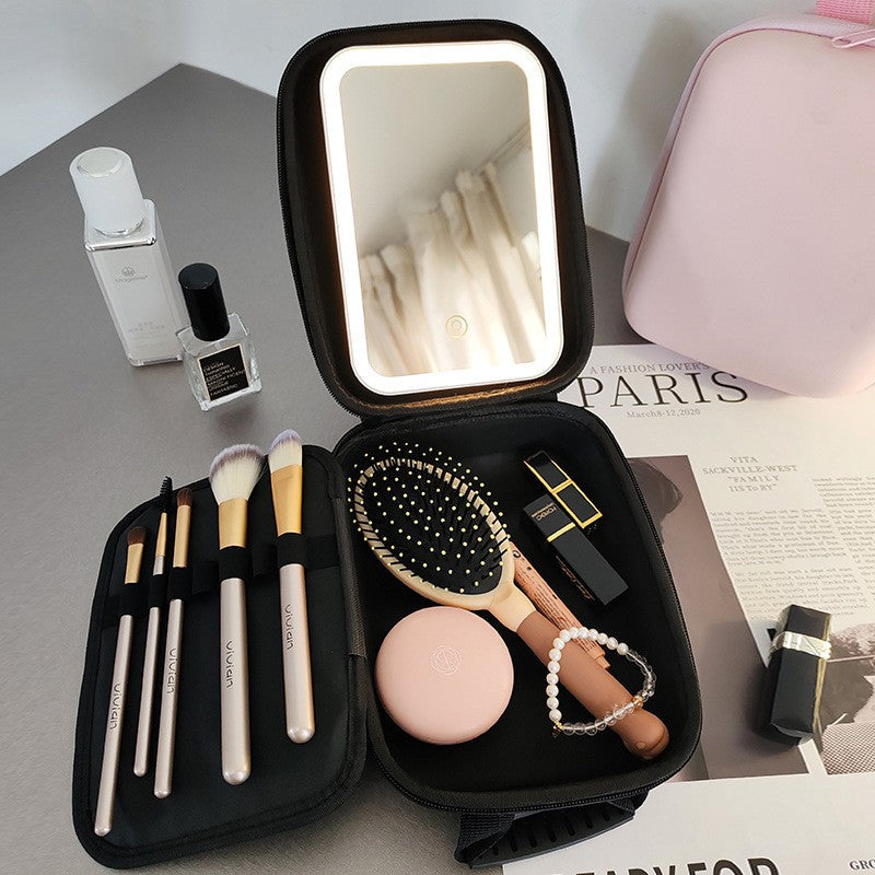 Makeup Cosmetic Organiser Travel Bag with LED Mirror  Rechargeable X1486