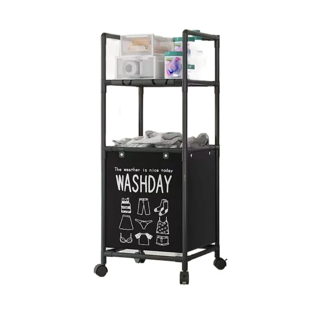 Laundry Basket With Over Rack and Wheels No. YX9142 X1507