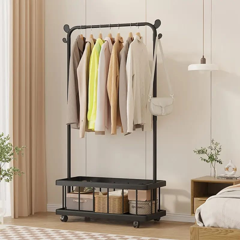 Single Metal Cloth Rack With Basket X1513