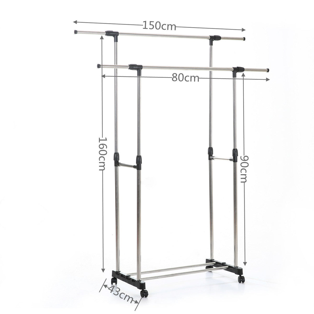 Laundry Cloth Metal Double Pole Stand Rack No. 8016  X1515