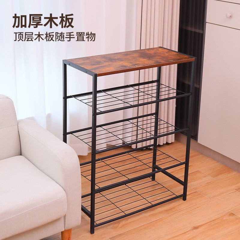 Entryway 4 layers Shoe Shelf Stand Organiser with Wood Surface X1533