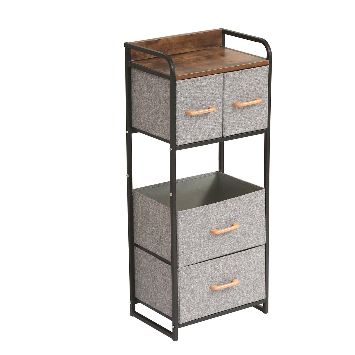 Fabric Dresser with 5 Drawers - Sturdy Steel Frame, Wooden Top & Easy Pull Fabric Bins  No. YP-807  X1537