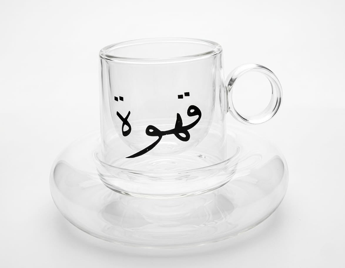 80ml Coffee Cups Double Wall Cup and Saucer 6pcs Set X1544