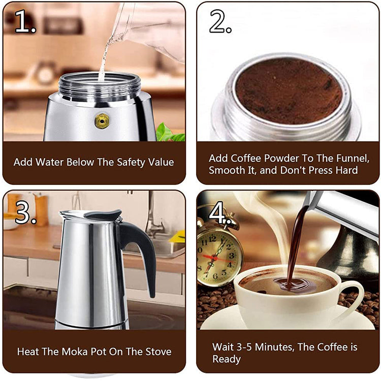 6 cups Stainless Steel Mocha Pot Italian Espresso Maker X1557