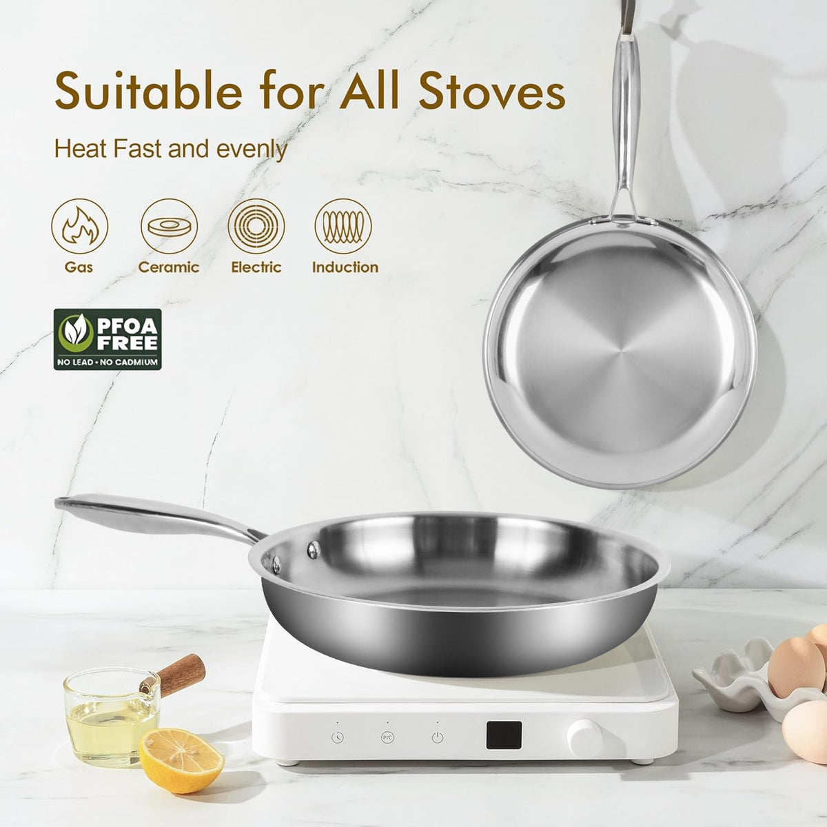 28cm Stainless Steel Frying Pan with Induction Bottom X1575