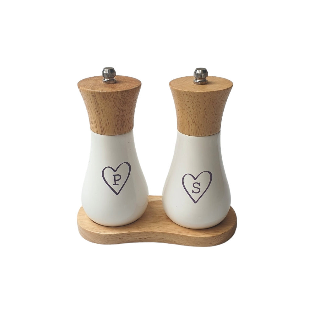SALT & PEPPER WHITE WOOD GRINDERS SET