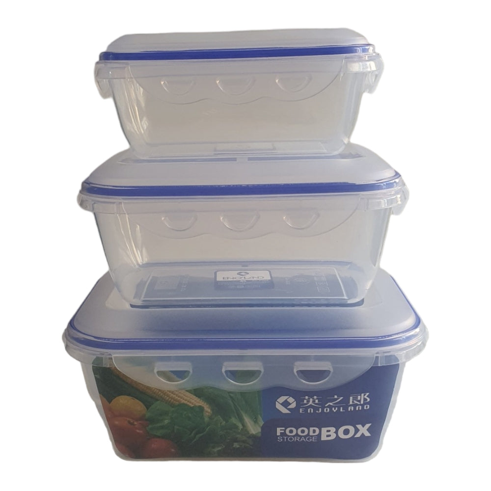 3PCS RECTANGULAR PLASTIC VACUUM FOOD BOX SET X401