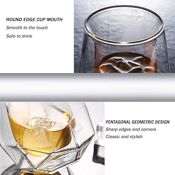 DOUBLE GLASS 200ML HEXAGON CUP  1pc  X467
