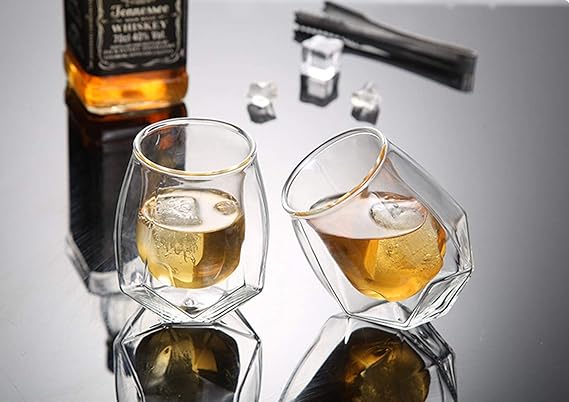 DOUBLE GLASS 200ML HEXAGON CUP  1pc  X467