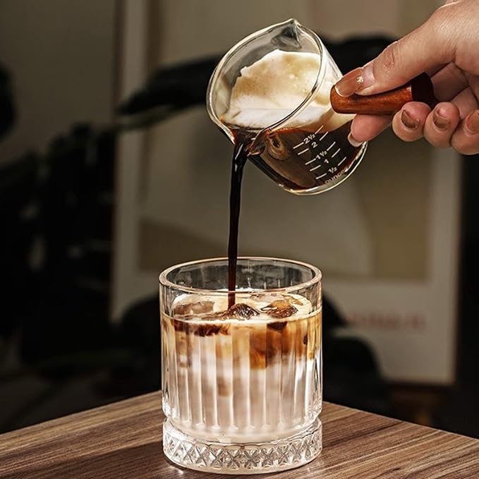 100ML Glass Mini Espresso Shot Jug X471  NATURAL WOOD COLOR