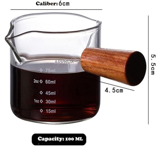 100ML Glass Mini Espresso Shot Jug X471  NATURAL WOOD COLOR
